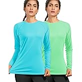 isnowood Women's Sun Protection Long Sleeve Shirts, UPF 50+ UV Rash Guard Swim Shirt, Workout Hiking Running Athletic Tops