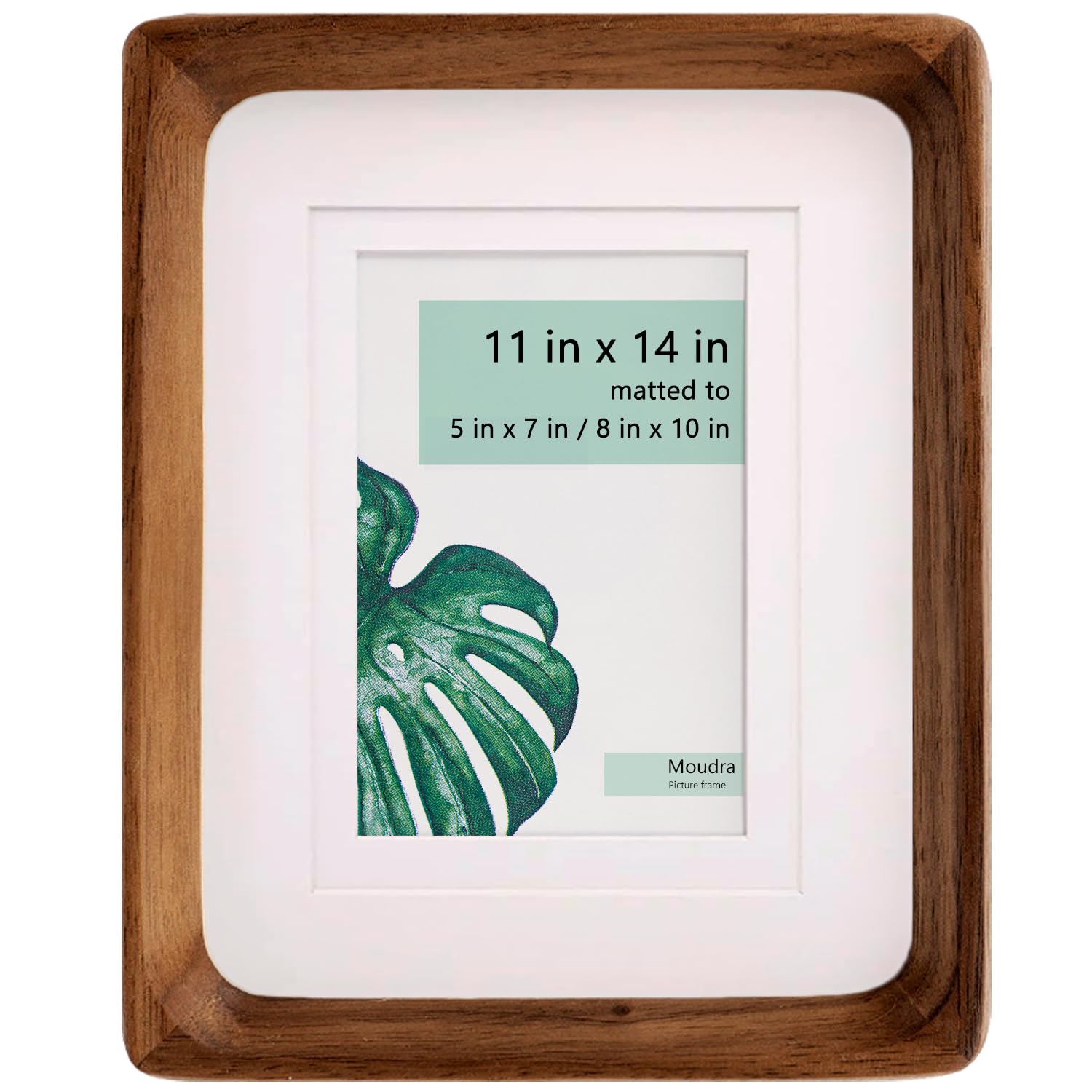 Photo 1 of Moudra Handcrafted Solid Wood Picture Frame with Mat for Wall or Tabletop Display, Perfect for Photos and Artwork. (Walnut, 11"x14" matted to 5"x7"/8"x10")
