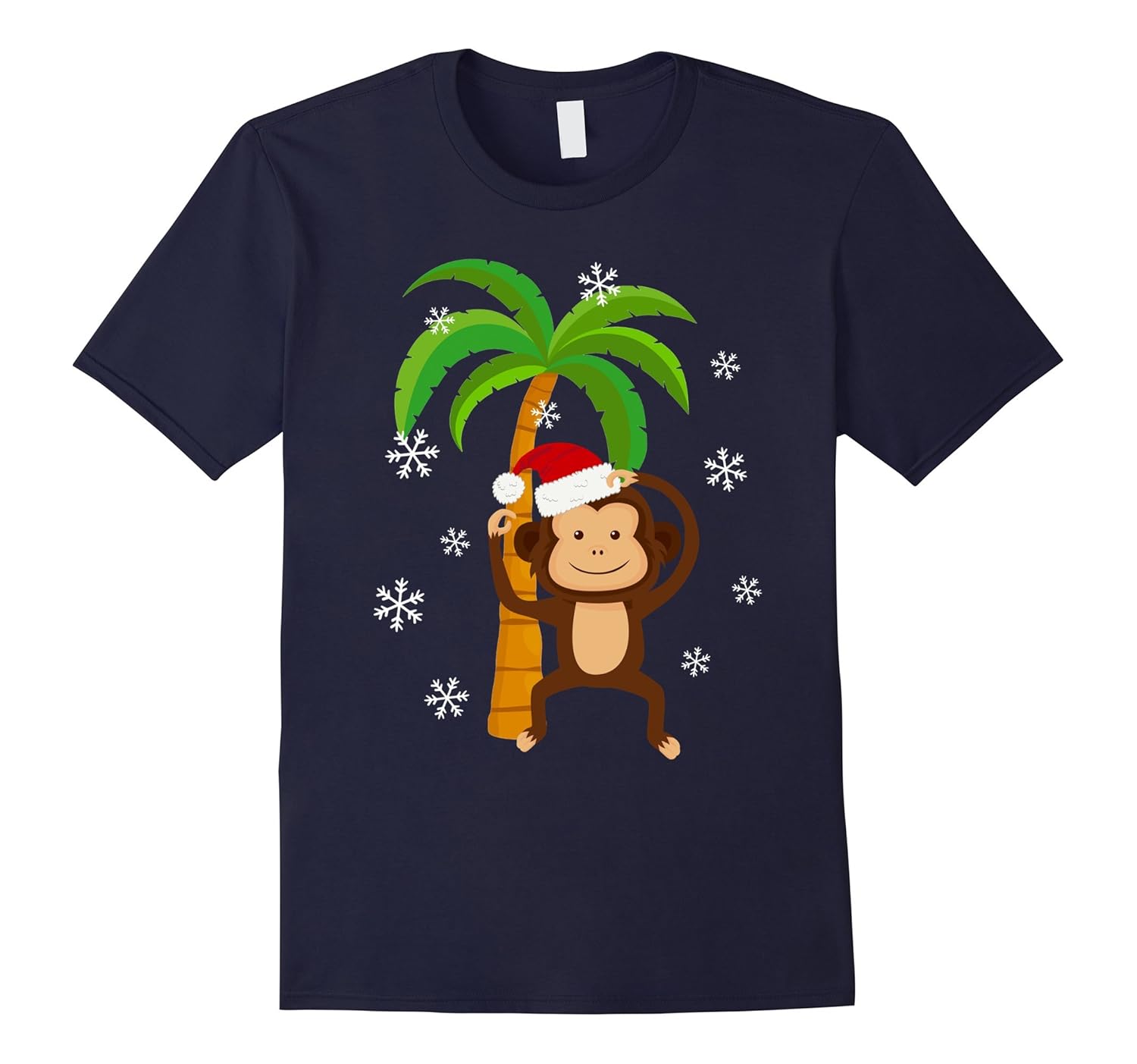 Cute Monkey Santa Hat Christmas Holiday T-Shirt Monkey Lover-ANZ