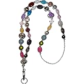 Hidden Hollow Beads Chunky Women's Beaded Lanyard, 34" Made in USA, ID Card Badge Holder Teacher Nurse Keys Keychain Cruise
