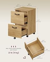 VASAGLE 2-Drawer Filing Cabinet Mobile File Cabinet Home Office Straw Yellow view 6