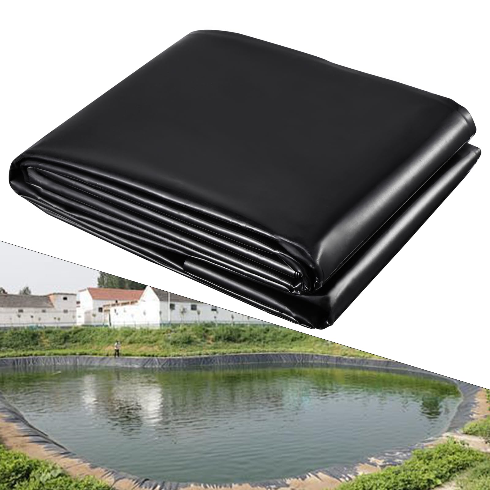 HonGien Pond Liner High Tensile Waterproof Pond Liners Ideal for Fish Ponds Lotus Ponds Aquaculture Ponds Fountains Black Heavy Duty HDPE UV Resistance Garden Wildlife Pond Liners (3x4m)