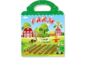YOWLIEU Reusable Sticker Books for Kids, Travel Removable Toddler Farm Sticker Books for 3 4 5 Year Old Girls Boys Birthday Gifts Educational Learning Toys