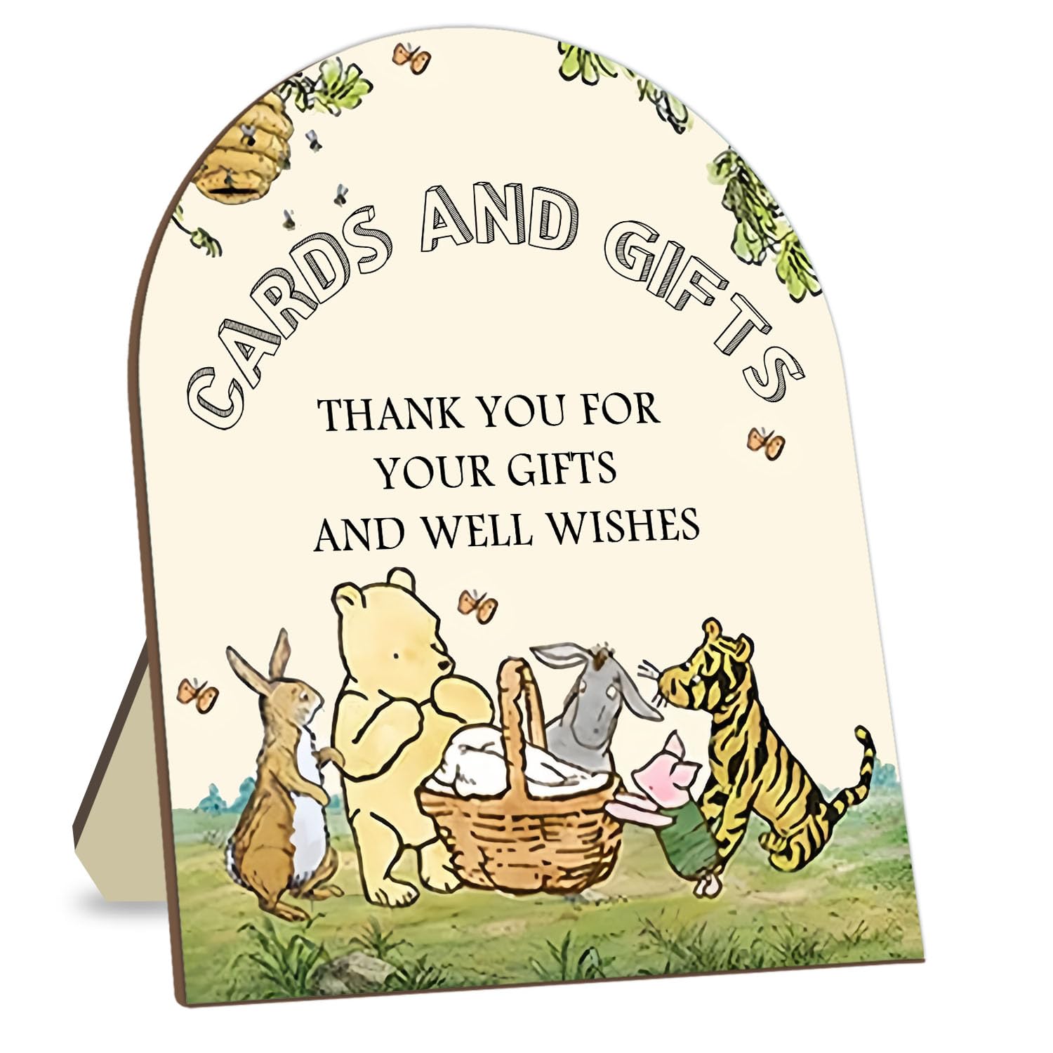 Photo 1 of Classic Pooh Thank You for Your Gift and Well Wishes Sign, Cards and Gift Sign, Winnie Decor Wedding Welcome Sign, Bridal Shower Baby Shower Favors, Baby Shower Party Decor Supplies 9 * 11IN
