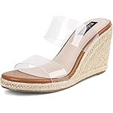 mikarka Slip On Wedge Sandals for Women Open Toe Espadrilles Platform Slides Dressy High Heel Beach Summer Sandal Comfortable Wedges Shoe Mules