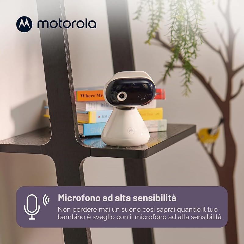 Baby Monitor PIP1000 con Telecamera - Telecamera per bambini con controllo tramite app - Baby Monitor - Visione notturna e comunicazione bidirezionale - Montaggio a parete - Bianco
