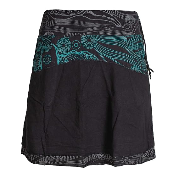 Vishes - Alternative Bekleidung - Kurzer Lagen-Look Baumwoll-Rock Bedruckter Breiter Bund mit Taschen
