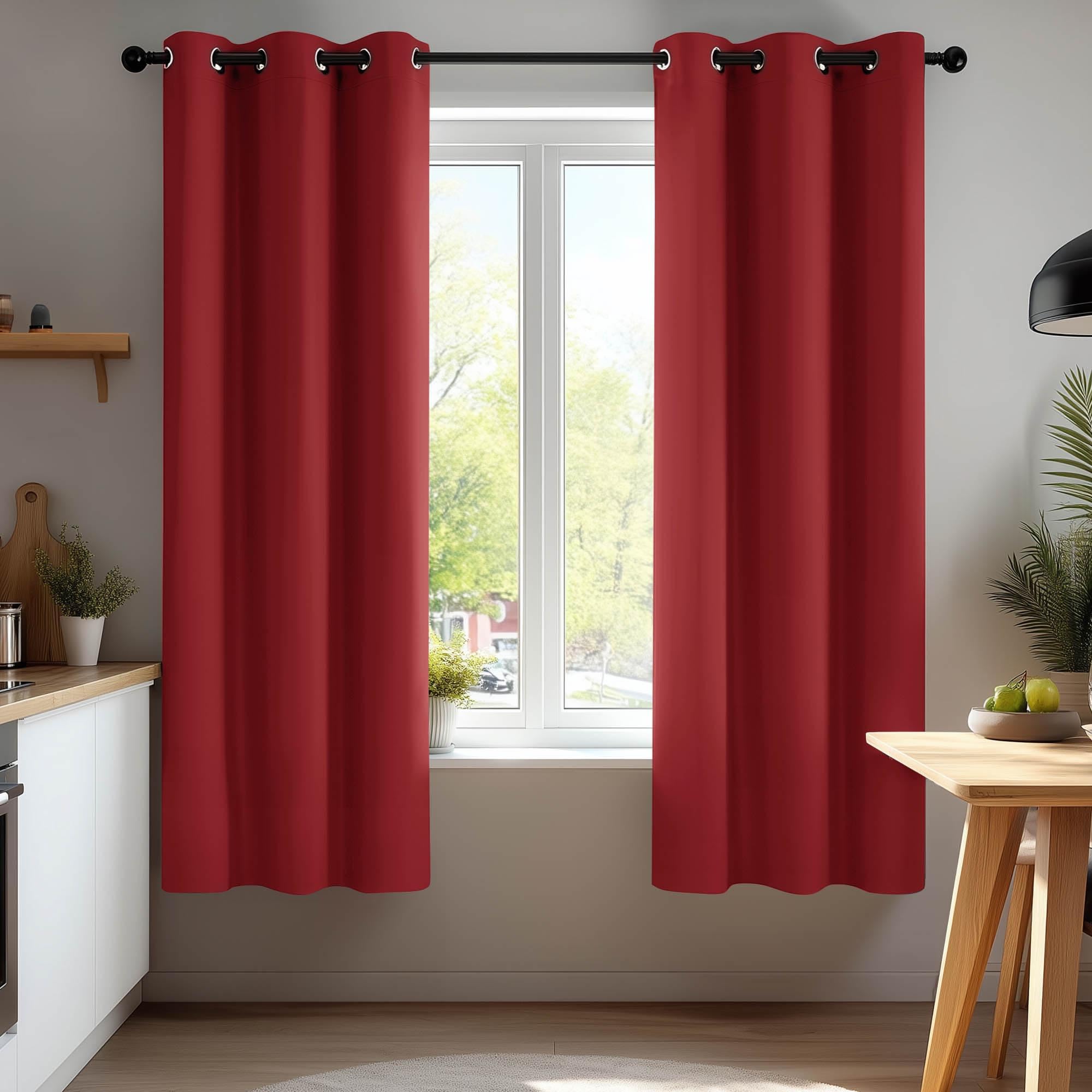 Deconovo Blackout Curtains for Bedroom – Set of 2 42W x 45L Inch Thermal Insulated & Noise Reducing Panels–Home Window Room Darkening Sustainable Grommet Drapes for Living Room and Nursery, Red