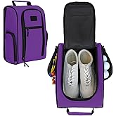 Goloni Golf Shoe Bag for Men & Women, Padded Travel Shoe Bag with Side Accessory Pockets,Sport Shoe Carrier for Golf Shoes,Socks,Tees & Balls,Durable & Lightweight Design,Purple