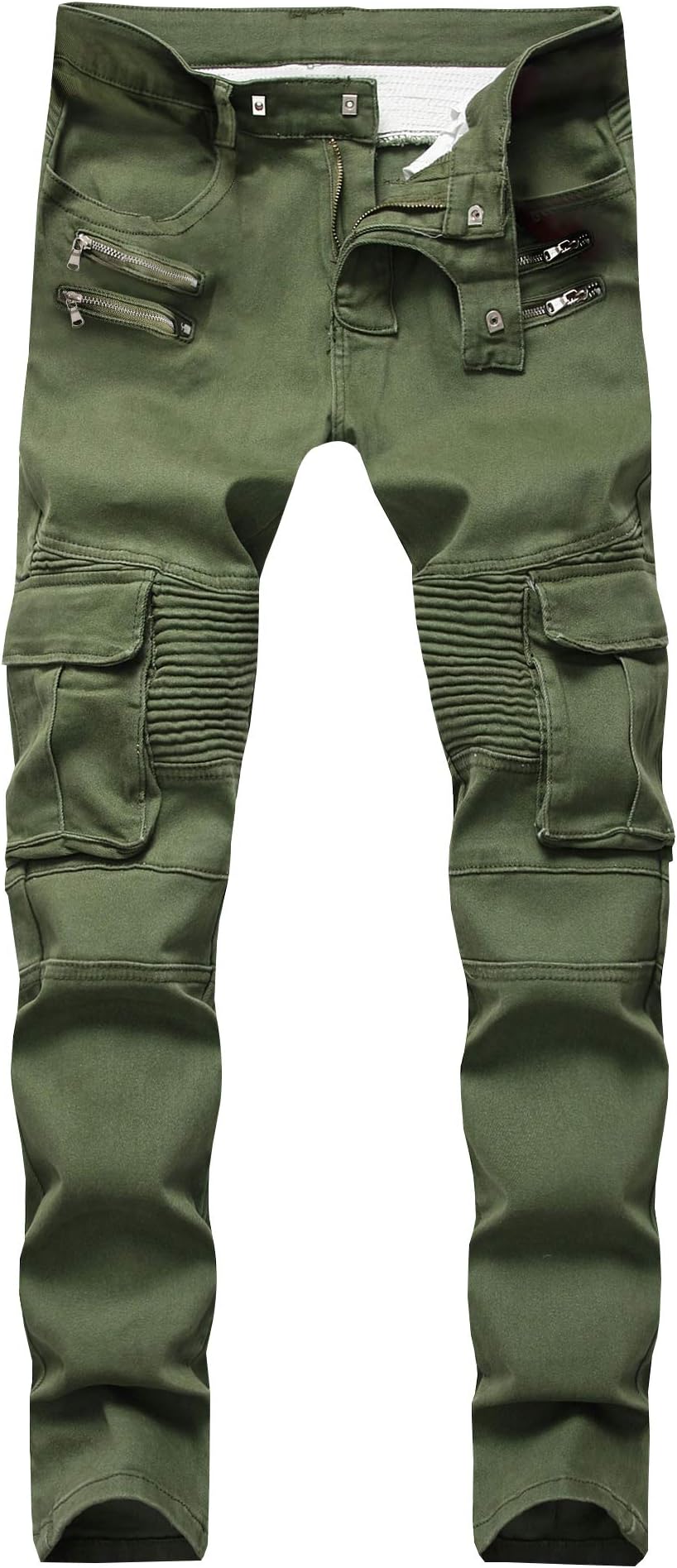 Men's Moto Biker Skinny Denim Slim fit Jeans with Multi Pockets