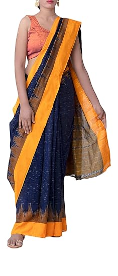 ODISHA HANDLOOM Womens Sambalpuri Cotton Saree (bl y jhr_Blue)