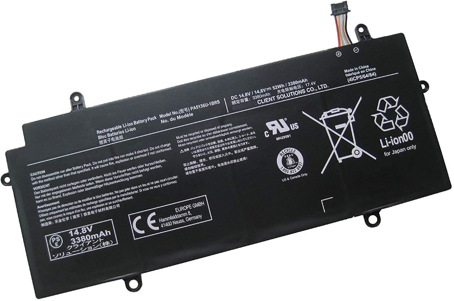 7XINbox 14.8 V 52 Wh 3380 mAh PA5136U-1BRS PA5136U Laptop Battery Compatible with Toshiba Portege Z30 Z30-A Z30-B Z30-C Z30-A1301 Z30-B K10M