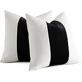 AmHoo Pack of 2 Velvet Panel Cotton Pillow Covers Decorative Pillowcase Cushion for Couch Sofa Bedroom 18 x 18-Inch Black