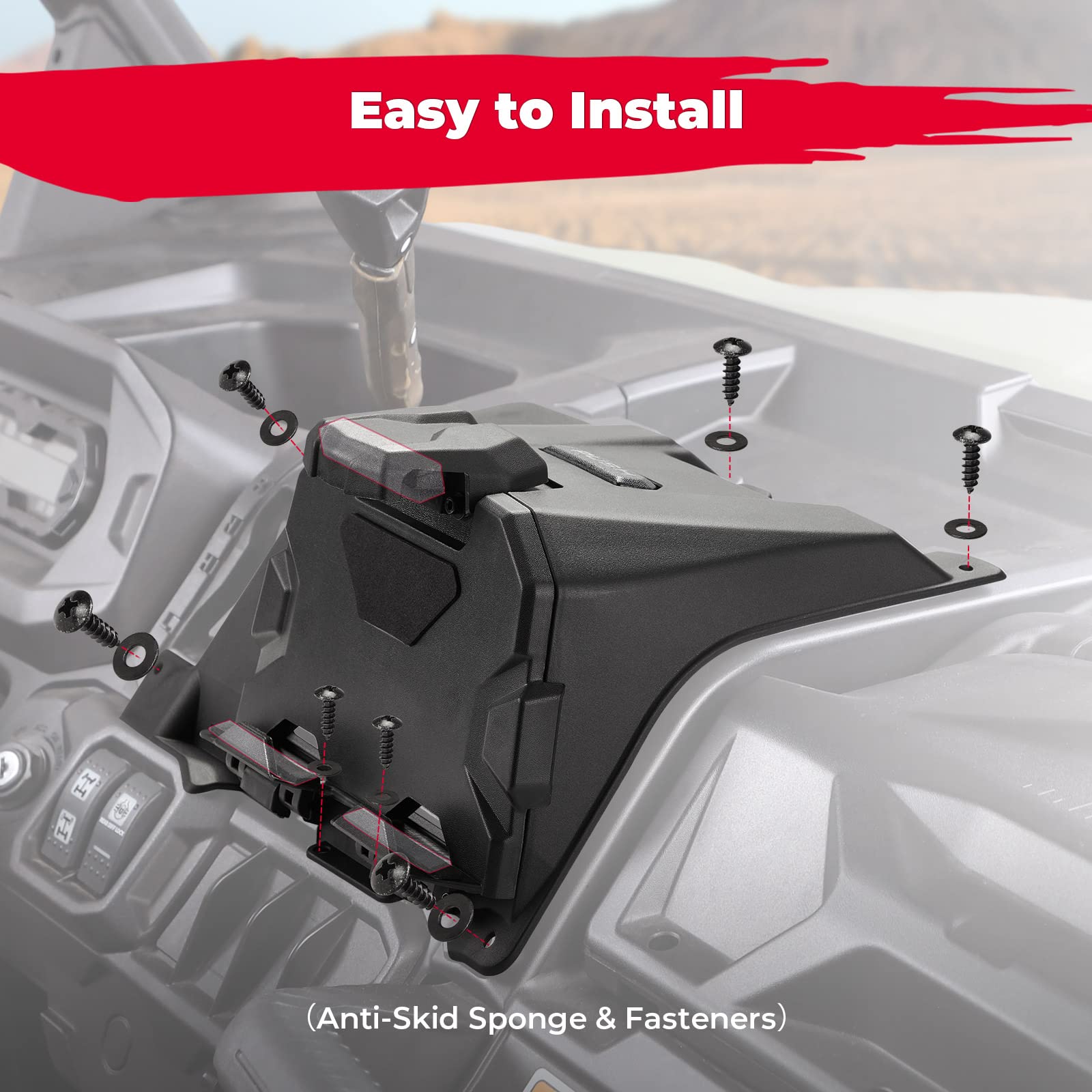 KEMIMOTO Electronic Device Holder with Storage Integrated, Phone Holder Tablet Mount Dashboard Storage Box, NOT Fit Defrost Heat Ventilation System, Compatible with Can-Am Defender 2016-2022