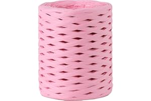 GZXUNFA 656 Ft Raffia Paper Ribbon for Gift Wrapping Ribbon, Raffia Natural Ribbon Bulk Packing Ribbon Raffia String - Twisted Paper Ribbon for Crafts Weaving 1/4 Inch Width (Pink)