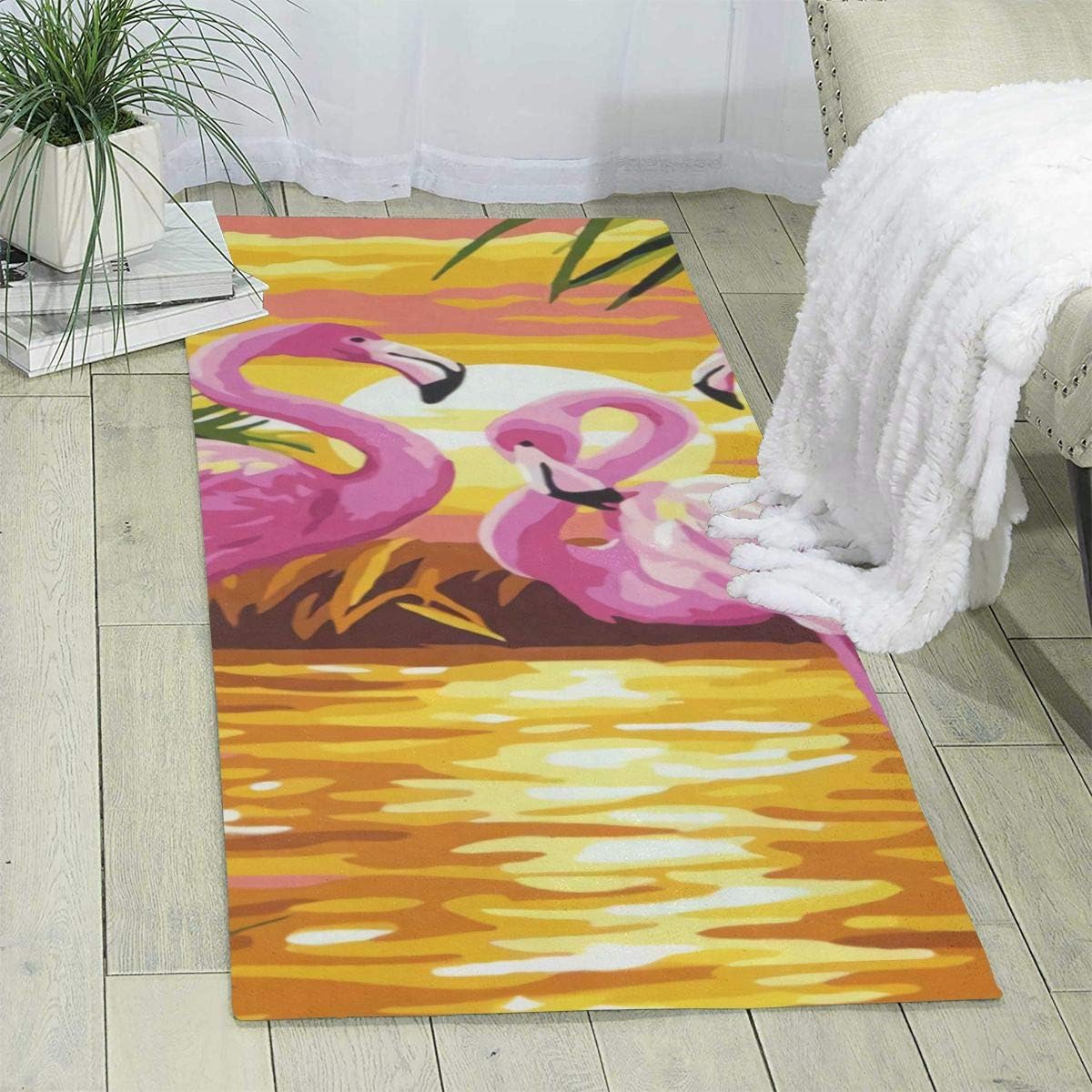 Pink Flamingos Area Rugs Coustom, Easy Clean Stain Fade