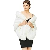 BABEYOND Faux Fur Shawl for Women with Collar Scarf Wrap Faux Fur Evening Cape for Winter Coat
