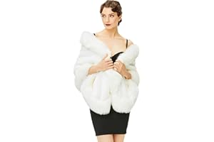 BABEYOND Faux Fur Shawl for Women with Collar Scarf Wrap Faux Fur Evening Cape for Winter Coat