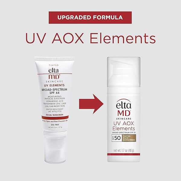 ELTAMD UV AOX ELEMENTS TINTED MINERAL FACE SUNSCREEN LOTION, TINTED MOISTURIZER FOR FACE SPF 50 WITH ANTIOXIDANTS, FOR DRY SENSITIVE SKIN 1.7 OZ PUMP