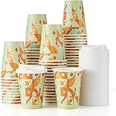 Tamone 100 Pack 12 oz Coffee Cups, Disposable Coffee Cups with Lids, Paper Coffee Cups for Cold/Hot Drinking Coffee, Water, Juice or Tea, Suitable for Home, Restaurant, Store and Cafe