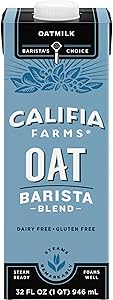 Califia Farms - Oat Barista Blend Oat Milk, 32 Oz, Dairy Free, Vegan, Plant Based, Gluten Free, Non GMO, Milk Frother, Coffee