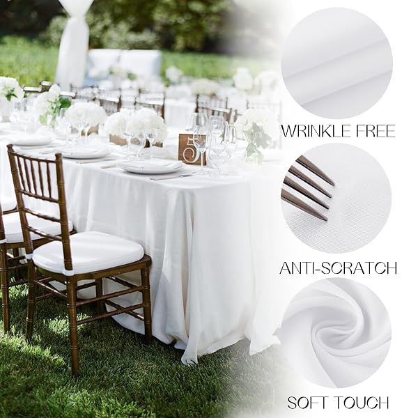 ROMANSTILE 6 PACK WHITE RECTANGLE TABLECLOTH 60 X 102 INCH, REUSABLE AND WASHABLE TABLE CLOTHES FOR 6 FOOT TABLES, STAIN RESISTANT POLYESTER FABRIC TABLE COVER FOR WEDDING, PARTY, BANQUET