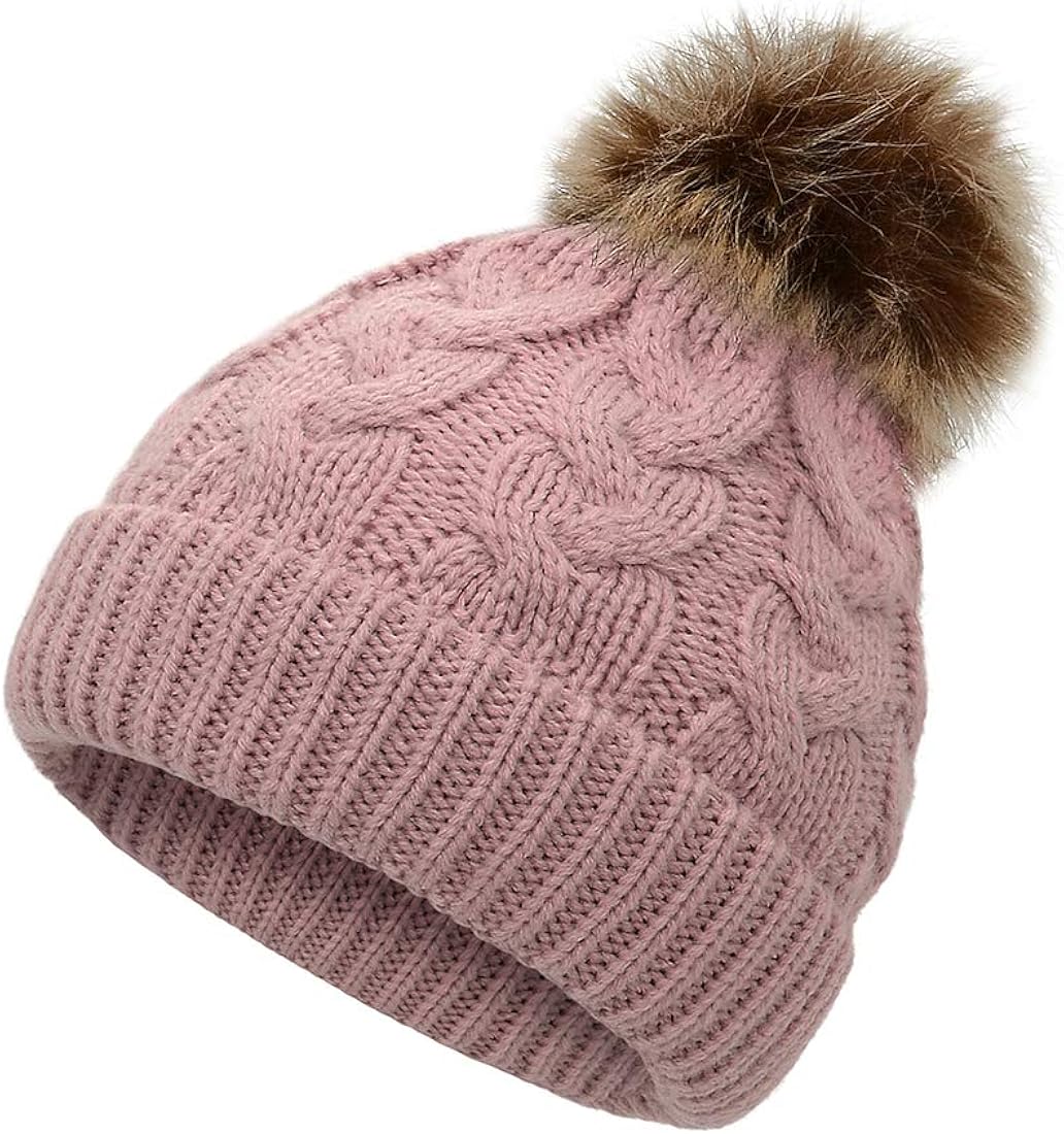 Durio Baby Girl Hats Knit Baby Winter Hat Cute Baby Beanies for Girls Boys Thick Warm Toddler Hat B Pink One Size: Clothing