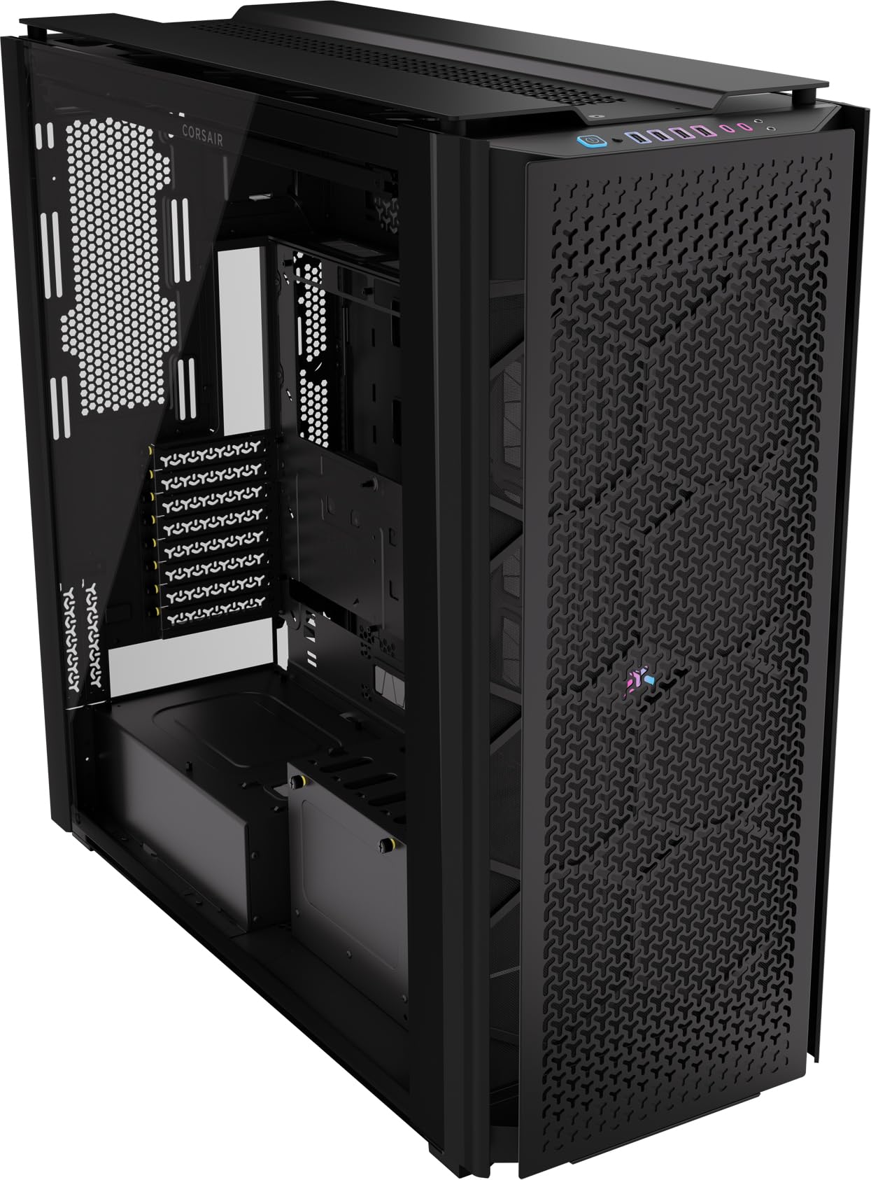 Photo 1 of Corsair 9000D RGB Airflow Super Full-Tower PC Case – Fits up to 18x 120mm, 7X 140mm, or 4X 200mm Fans – InfiniRail™ Fan Mounting – iCUE Link System Hub Included – No Fans Included – Black