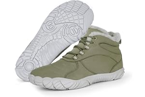 FRGITYGIFT Hike Winter Footwear Barefoot Boots Mens Womens, Waterproof Winter Snow Boots, Warm Ankle Booties, Wide Toe Barefoot Hiking Boots, Non-Slip Zero Drop Sole Hike Shoes for Hiking Walking Outdoor