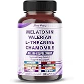 PEAKPURY All-in-1 Melatonin, Valerian, L-Theanine & Chamomile Supplement – Supports Restful Sleep & Mental Relaxation – 150 Capsules