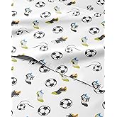 Kids Full Size Soccer Bed Sheets - 4 Piece Soccer Sheet Set - Sport Theme bedding - Ultra-Soft, Cute & Cozy - Comfy, Breathable & Machine Washable - Football Bed Set for Boys, Girls, Teens & Toddlers