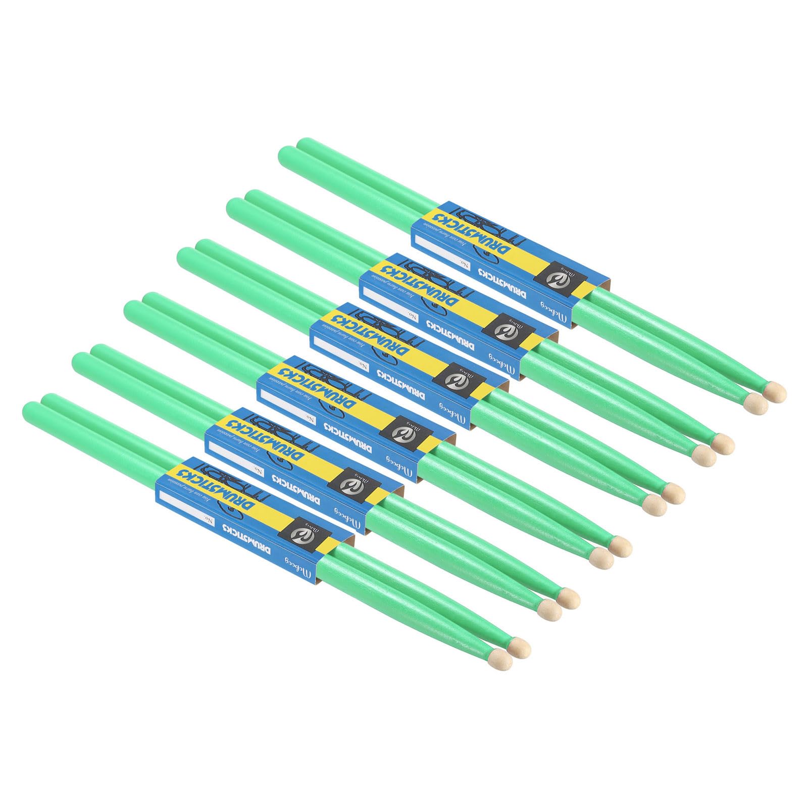 PATIKIL 6 Pairs Maple Wood Drumstick Anti Slip Drum Stick 5A Green for Drumming Musical Instrument Percussion