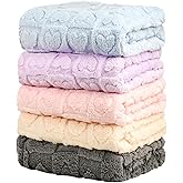 5 Pcs Baby Blanket Heart Checkered Ultra Soft Gift-Ready Plush for Newborns, Nursery & Stroller 30"x40" Beige Gray Blue Purple Light Pink