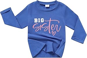 TITKKOP Big Sister Shirt for Toddler Girls Long Sleeve Tops Promoted to Big Sister Clothes Little Baby Announcement Outfits
