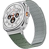 ZZDZZ Magnetic Band Compatible with Samsung Galaxy Watch Ultra 2/Ultra (2025/2024) Band 47mm, 22mm Silicone Sport Strap for Women Men, M-Green/Gray