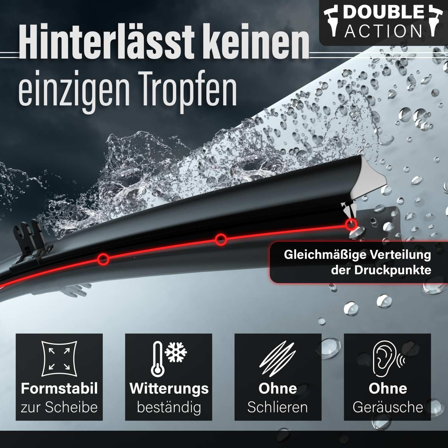 Wischer für Audi A3 Sportback Bj. 12/04-03/13 | Double Action Premium Scheibenwischer-Set Vorne | Hochwertige Wischblätter für klare Sicht | Set für Frontscheibe 3