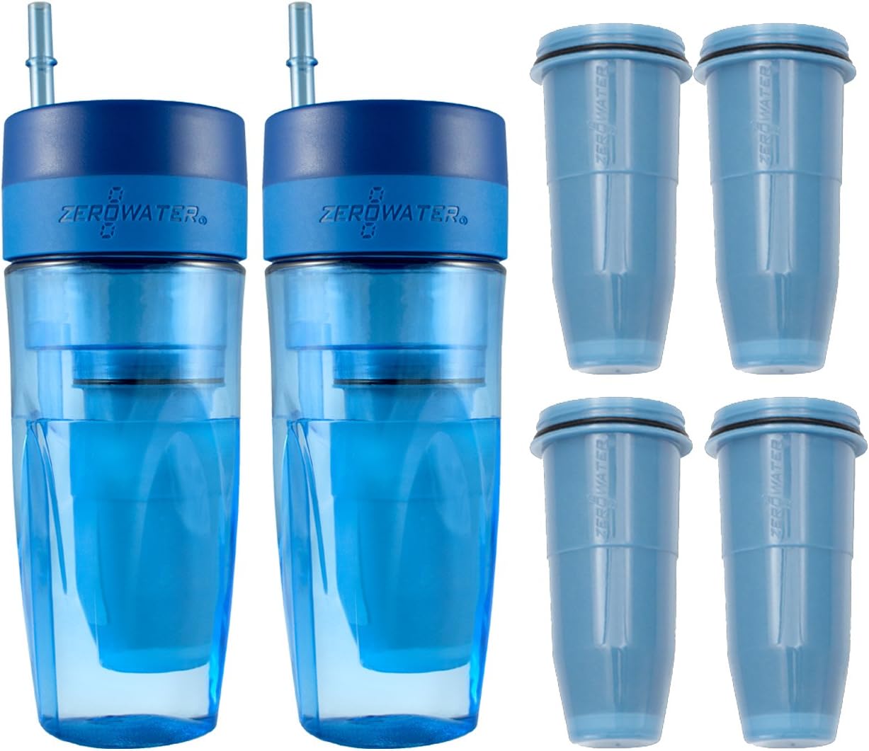 ZeroWater ZTM02 Portable Water Filtration Tumbler with 4 Replacement