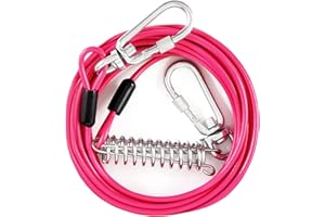 10FT Dog Tie Out Runner, Heavy Duty Chew Proof Tie Out Cable for Large Dogs Up to 250lbs, Outdoor Dog Runner with Reflective 