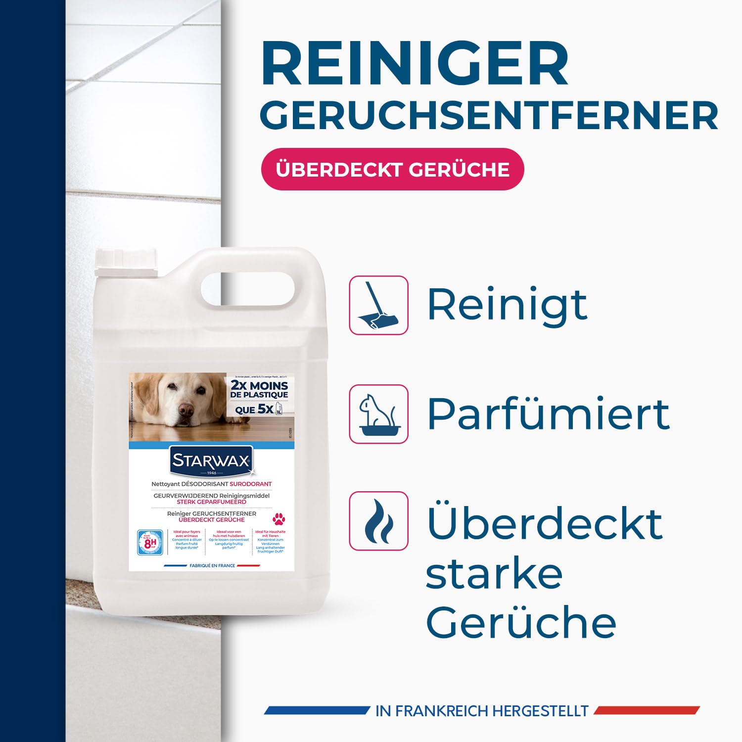 STARWAX Geruchsneutralisierer speziell für Haushalte mit Tieren - Reinigt, desinfiziert und desodoriert - Konzentriert - Überdeckt schlechte Gerüche - Ohne Chlor - 5 l 2