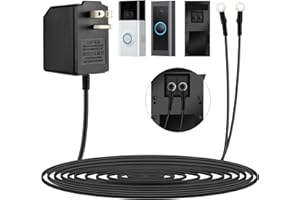 Yubunt 18V 500mA Doorbell Transformer, Video Doorbell Power Adapter Compatible with Nest, Eufy, Wyze, Ring, and Arlo Wireless Video Doorbells. Black-1Pcs (19.6Ft Power Cord)