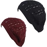 BYOS Chic Soft Knit Airy Cutout Lightweight Slouchy Crochet Beret Beanie Hat