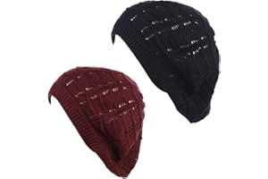 BE YOUR OWN STYLE BYOS Chic Soft Knit Airy Cutout Lightweight Slouchy Crochet Beret Beanie Hat