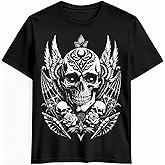 Graphic Mens T-Shirt, Retro Skull Skeleton Street Art Cotton Tees Short Sleeve Shirts Adult Summer Gym Casual Tops
