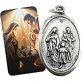 Westmon Works Holy Family Medal Set Italian Metal with Christmas Holy Card Prayer