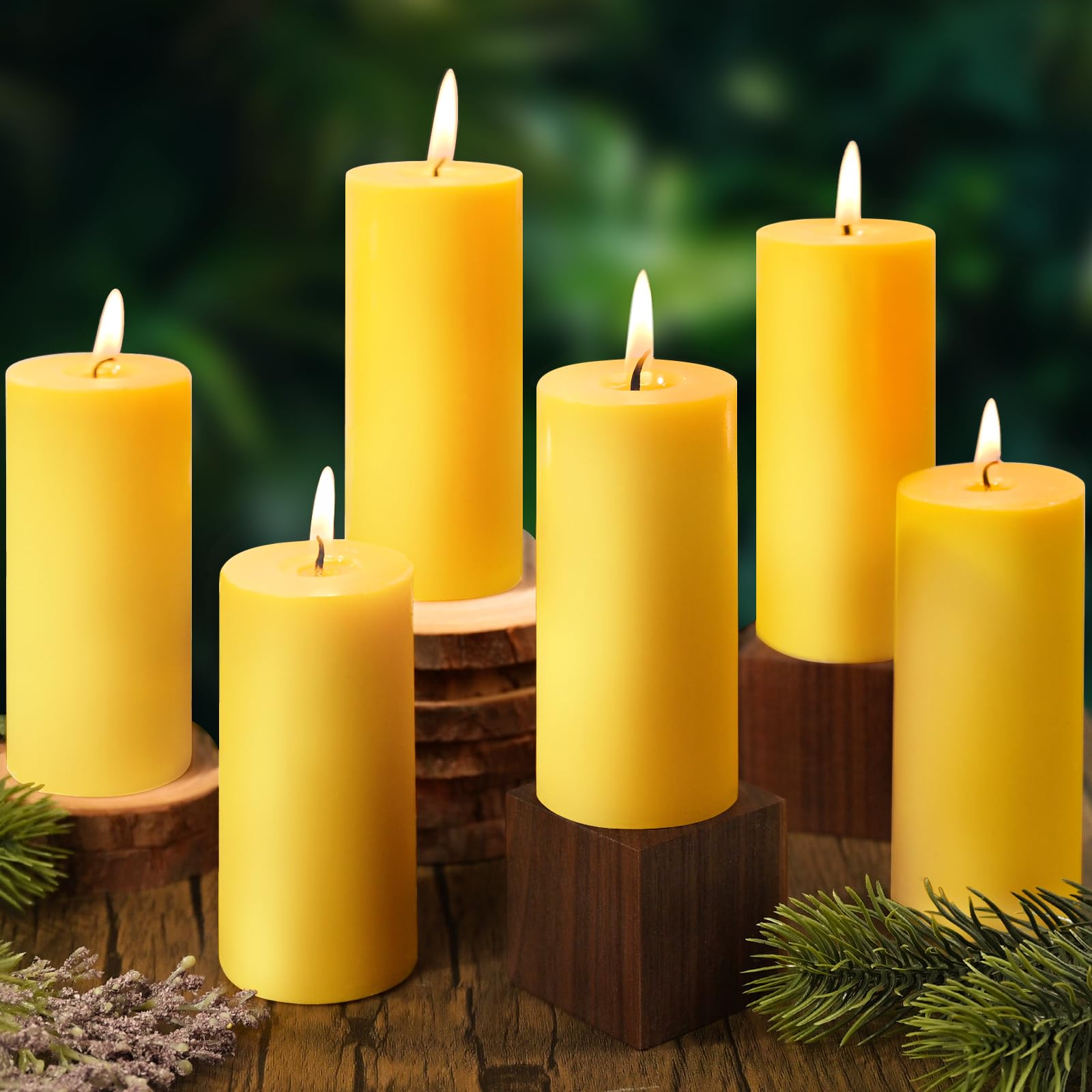 Photo 1 of *PARTIAL SET*
Sunwinx 6 Pack Natural Beeswax Pillar Candles, 210 Hours Long Burning, 100% Pure Bees Wax Candles, Organic Emergency Beeswax Candles Bulk for Home Room Prayer Parties Relax, Smokeless & Dripless 2x4in