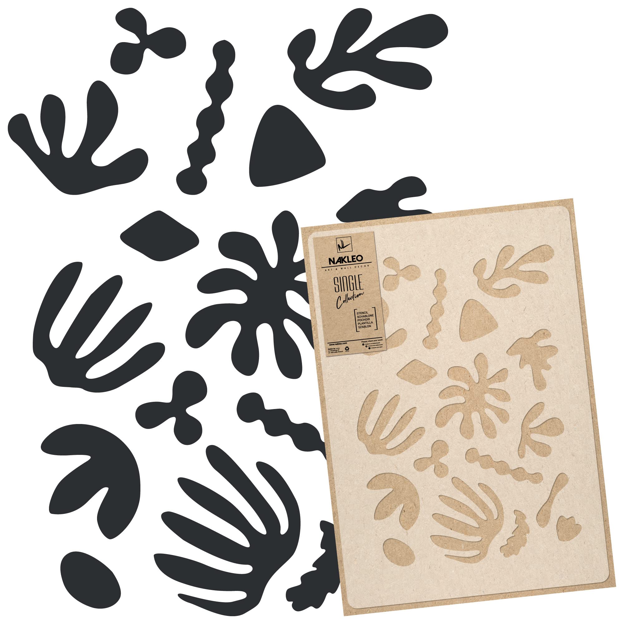 NAKLEO Floral Large Wall Painting Stencil 43x64 cm, Flower Coral Matisse Pattern, Reusable Plastic Template, DIY Art and Craft Home Decor, Floor Wood Fabric Furniture