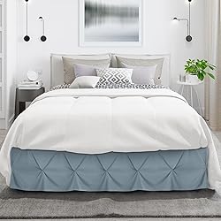 Nestl Stone Blue Bed Skirt Full Size, Pinch Pleat