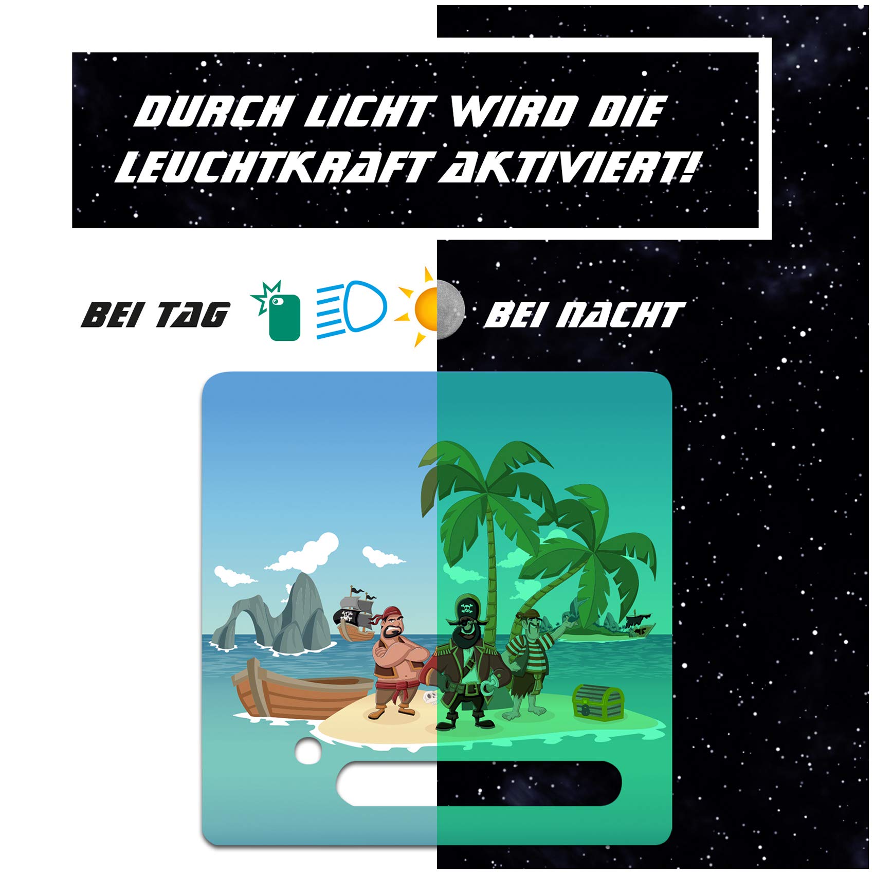 yabaduu Protective film, protective cover, luminous sticker for Toniebox, perfect fit, self-adhesive, child-friendly film for children, toys (Y031-15 pirates, glow-in-the-dark)