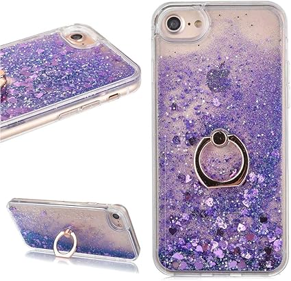 Lchda Coque Iphone 6 6s Paillette Liquide Anneau Avec Bague Coque Iphone 6 6s Paillette Violet Flottant Fluide Eau Sable Mouvant Coeur Transparente Crystal Dur Silicone Anti Choc Housse Etui Amazon Fr Fournitures De