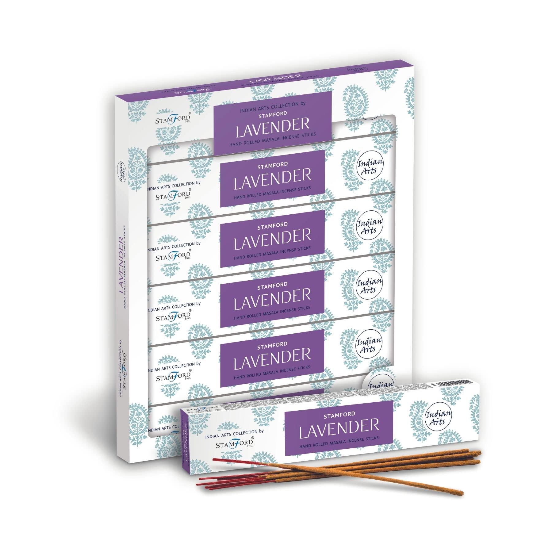 Indian Arts Collection By Stamford Premium Hand Rolled Masala Incense Sticks (6 x 15 sticks) (Lavender)